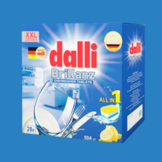 قرص ظرفشویی دالی dalli آلمان با رایحه لیمو تمیز و براق کننده ، لکه زدا و بوگیر قوی ، غیر قابل رسوب بر روی ظروف و ماشین ظرفشویی